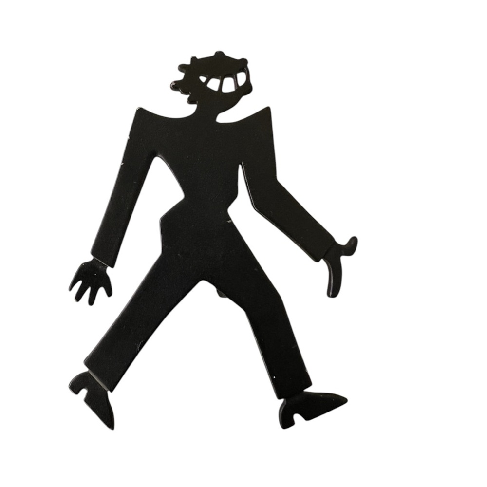 JJ Brooch Matte Black walking Man 2”